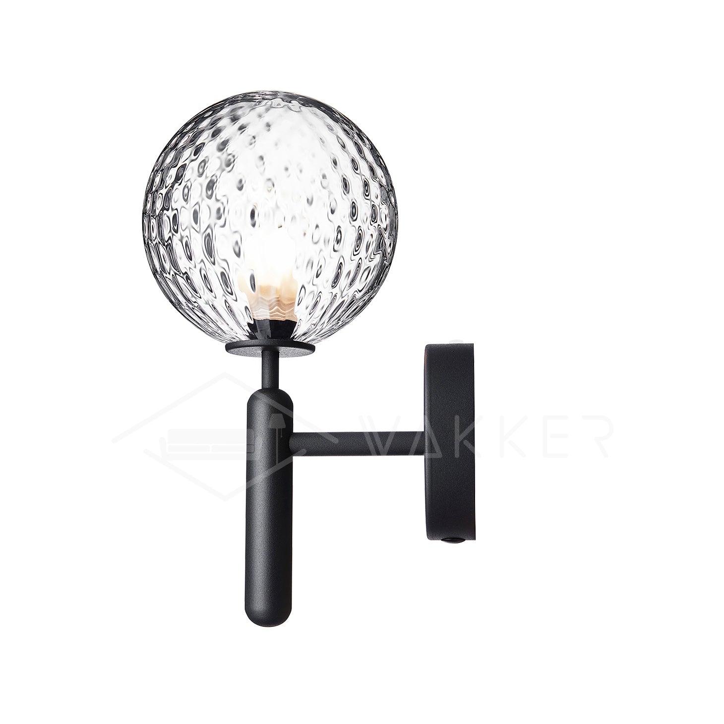Nordica Wall Lamp ∅ 5.9″ x H 13.4″ / Dia 15cm x H 34cm / Black / Clear Wall lamp