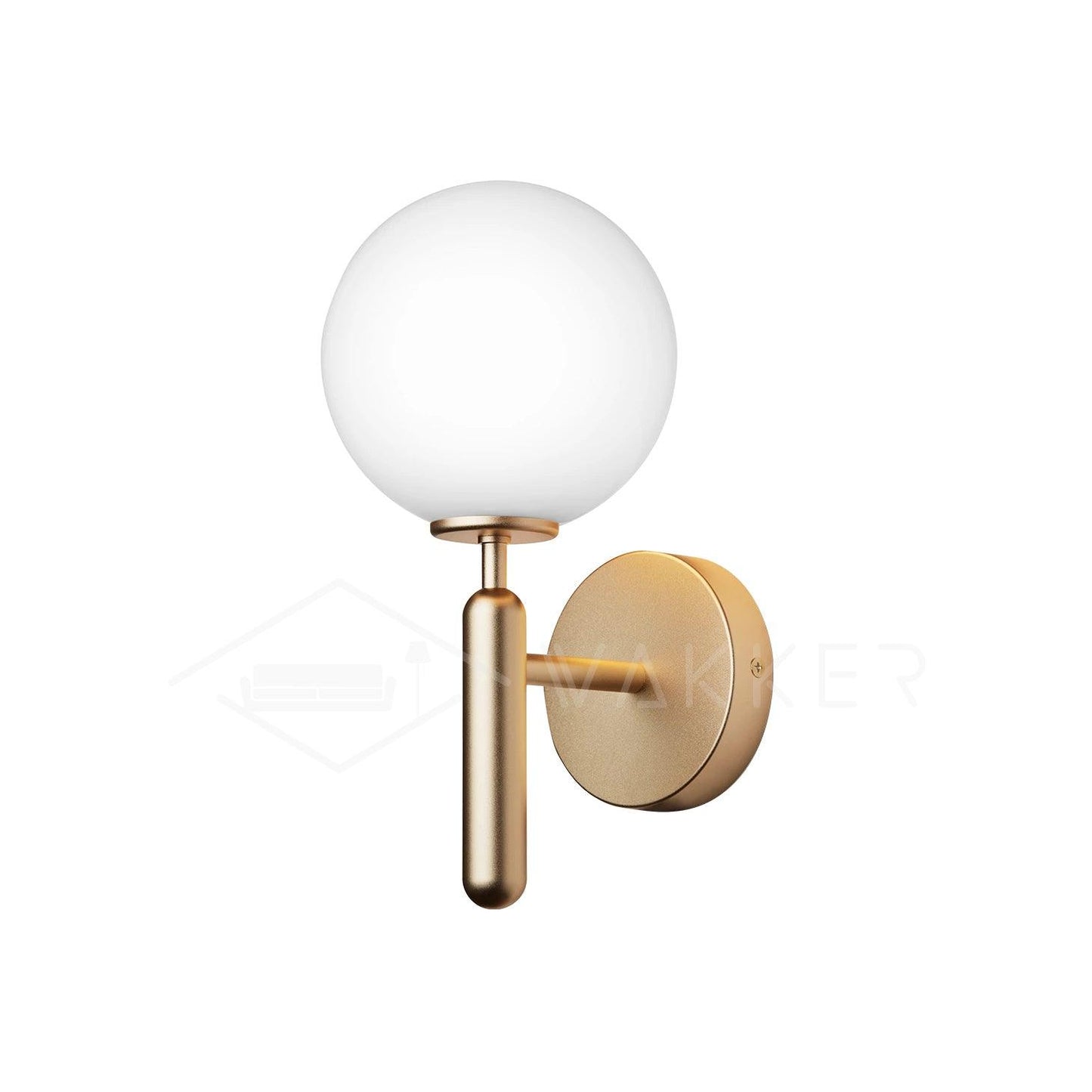 Nordica Wall Lamp ∅ 5.9″ x H 13.4″ / Dia 15cm x H 34cm / Brass / White Wall lamp