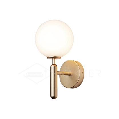 Scandiluxe Wall Light ∅ 5.9″ x H 13.4″ / Dia 15cm x H 34cm / Gold / White Wall lamp