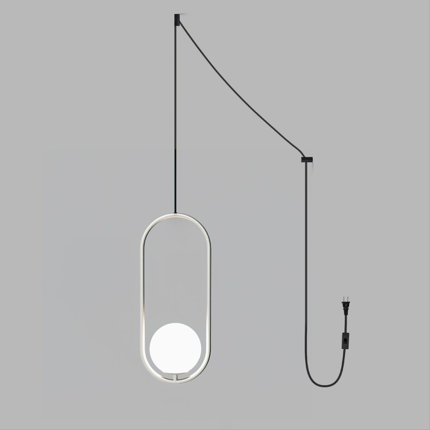 Mila Brass Pendant Swag Light ∅ 7.9″ x H 15.7″ / Dia 20cm x H 40cm / Silver / US Plug Pendant light