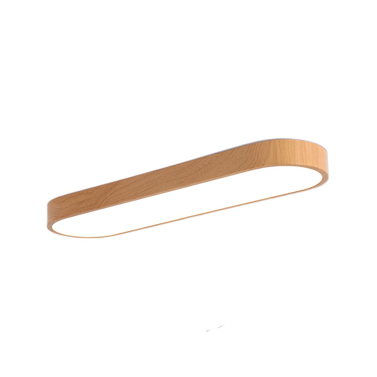 Mila Round Flush Mount Ceiling Lamp L 25.6″ x W 5.9″ x H 1.1″ / Wood Color & White / Warm Light