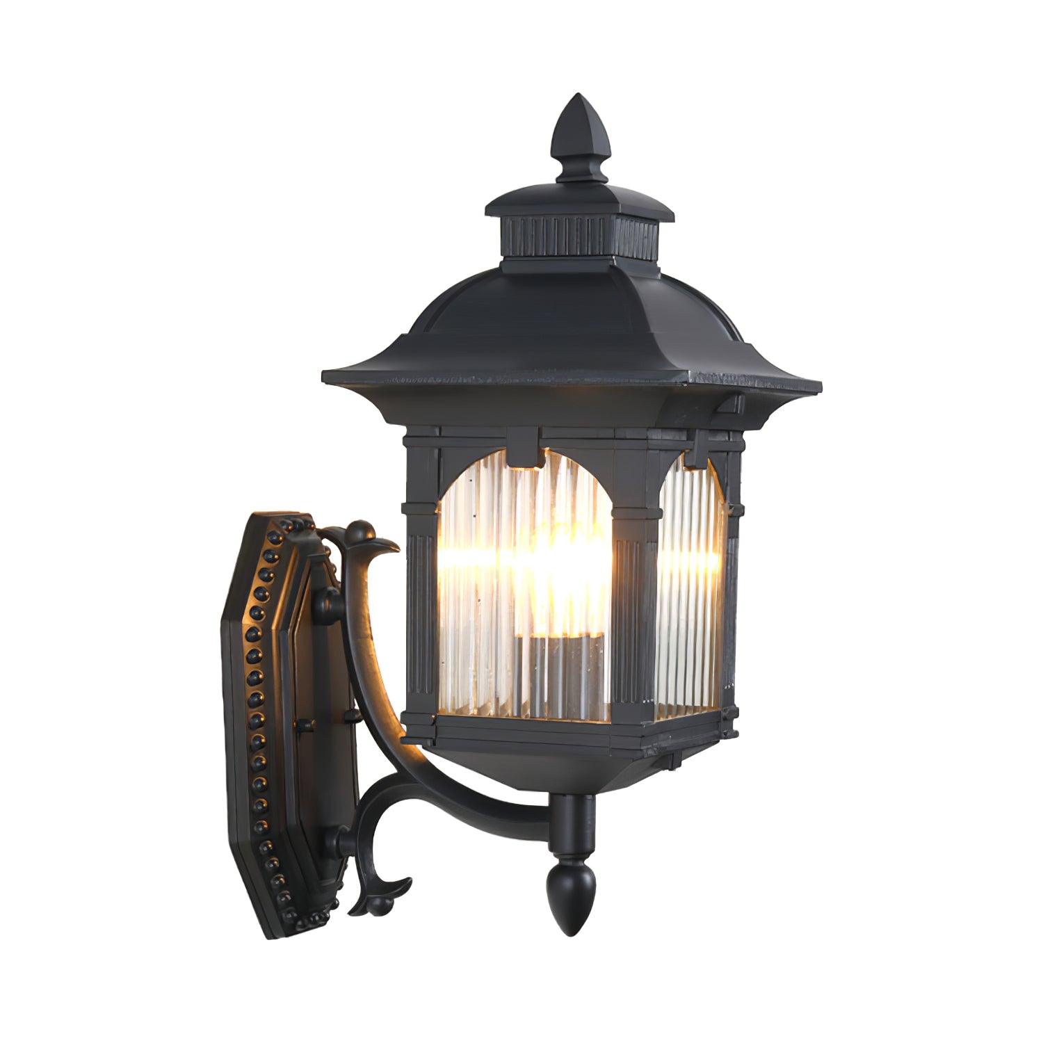 Miller Roof Outdoor Wall Light L 7.5″ x W 9.4″ x H 16.9″ / L 19cm x W 24cm x H 43cm / Black & Transparent Wall lamp