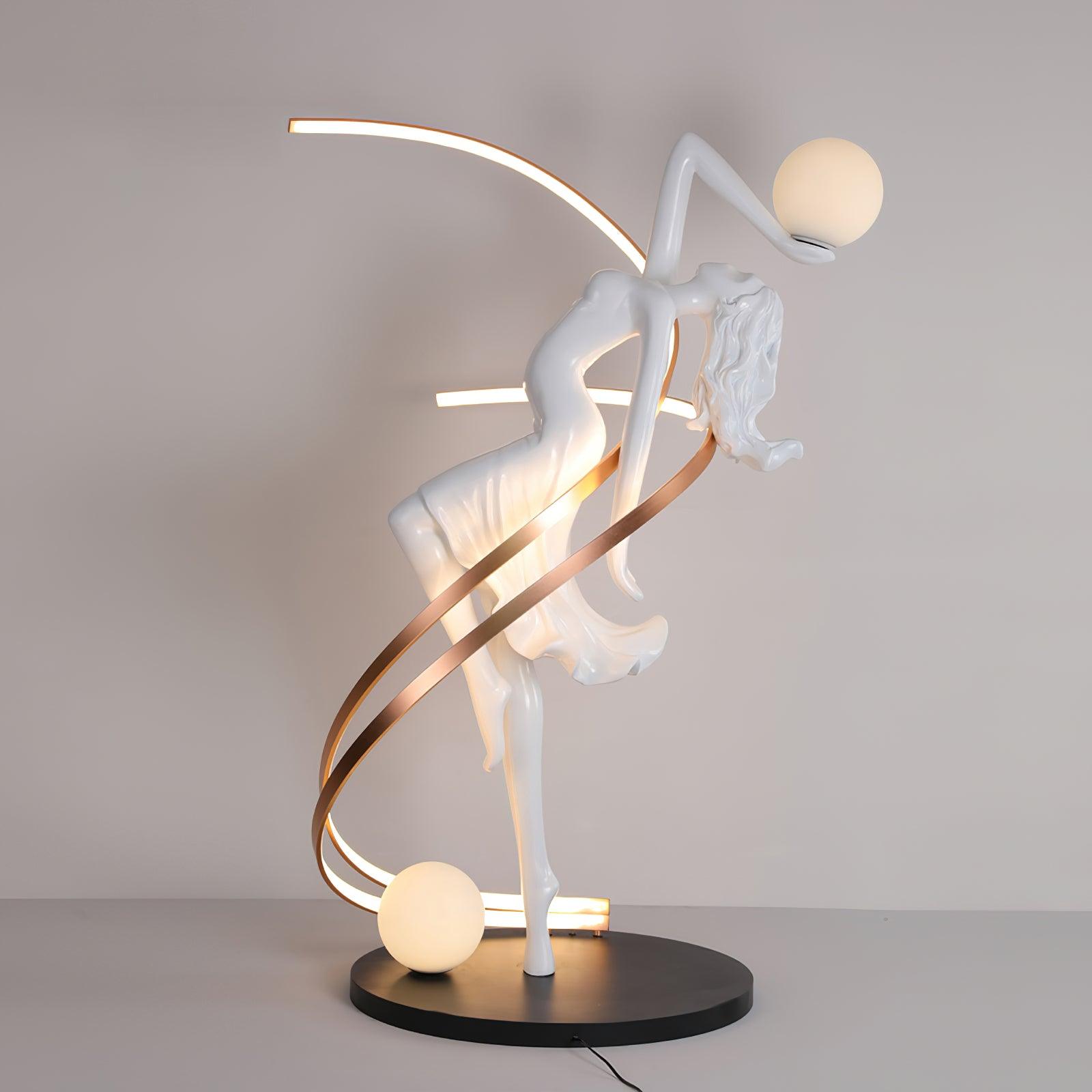 Misha Goddess Statue Floor Lamp ∅ 30.7″ x H 70″ / Dia 78cm x H 178cm / Black & White / US Plug Floor lamp