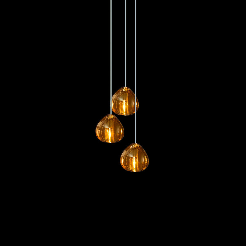 Cherry Crystal Pendant Lamp 3 heads: ∅ 9.8″ x 59″ / Dia 25cm x 150cm / Amber Pendant light