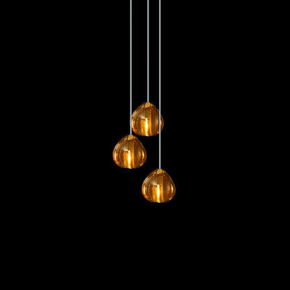 Cherry Crystal Pendant Lamp 3 heads: ∅ 9.8″ x 59″ / Dia 25cm x 150cm / Amber Pendant light