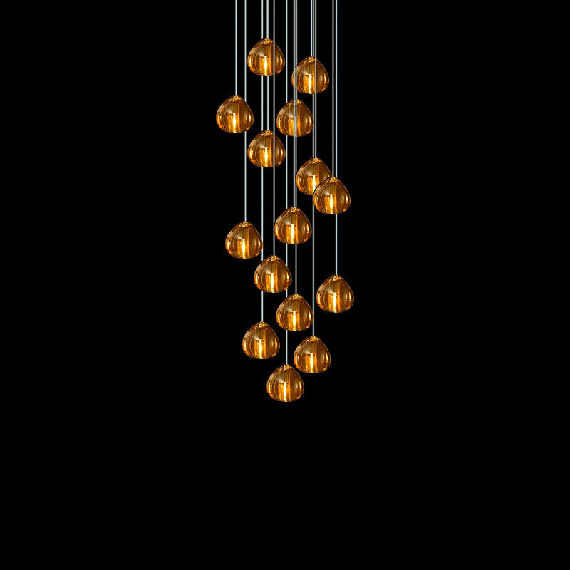 Cherry Crystal Pendant Lamp 15 heads: ∅ 19.7″ x 59″ (Round canopy) / Amber Pendant light