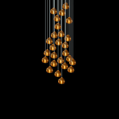 Cherry Crystal Pendant Lamp 26 heads: ∅ 23.6″ x 59″ (Round canopy) / Amber Pendant light