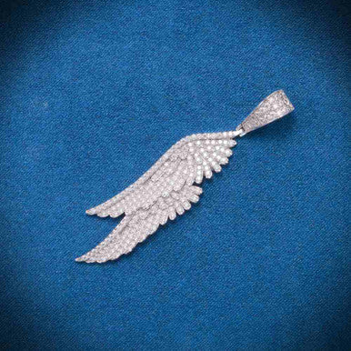 Moissanite Feather Pendant Angel wing