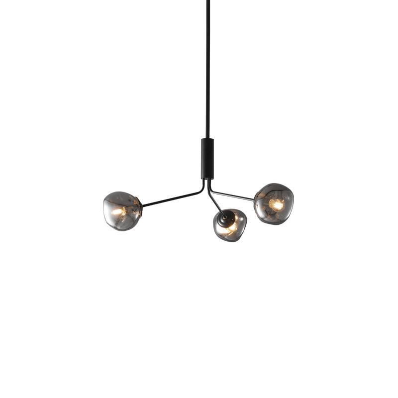 Molecular Glass Chandelier 3 lamps ∅ 23.6″ x H 17.7″ / Dia 70cm x H 28cm / Black & Smoke gray Chandelier