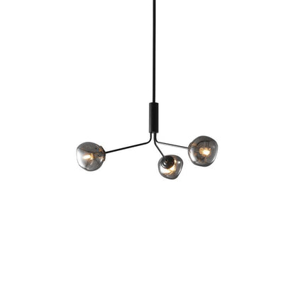 Molecular Glass Chandelier 3 lamps ∅ 23.6″ x H 17.7″ / Dia 70cm x H 28cm / Black & Smoke gray Chandelier