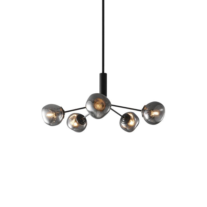 Molecular Glass Chandelier 6 lamps ∅ 23.6″ x H 17.7″ / Dia 70cm x H 28cm / Black & Smoke gray Chandelier
