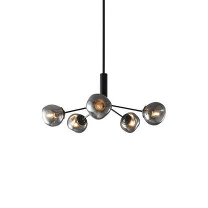 Molecular Glass Chandelier 6 lamps ∅ 23.6″ x H 17.7″ / Dia 70cm x H 28cm / Black & Smoke gray Chandelier