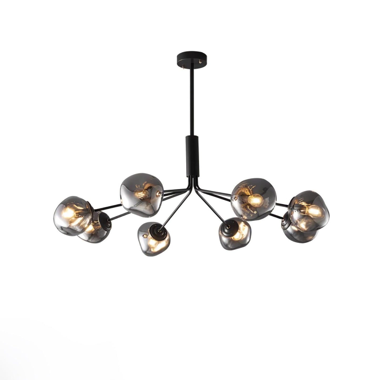Molecular Glass Chandelier 8 lamps ∅ 23.6″ x H 17.7″ / Dia 100cm x H 28cm / Black & Smoke gray Chandelier