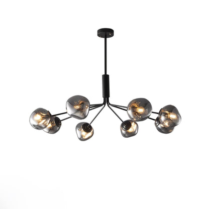 Molecular Glass Chandelier 8 lamps ∅ 23.6″ x H 17.7″ / Dia 100cm x H 28cm / Black & Smoke gray Chandelier