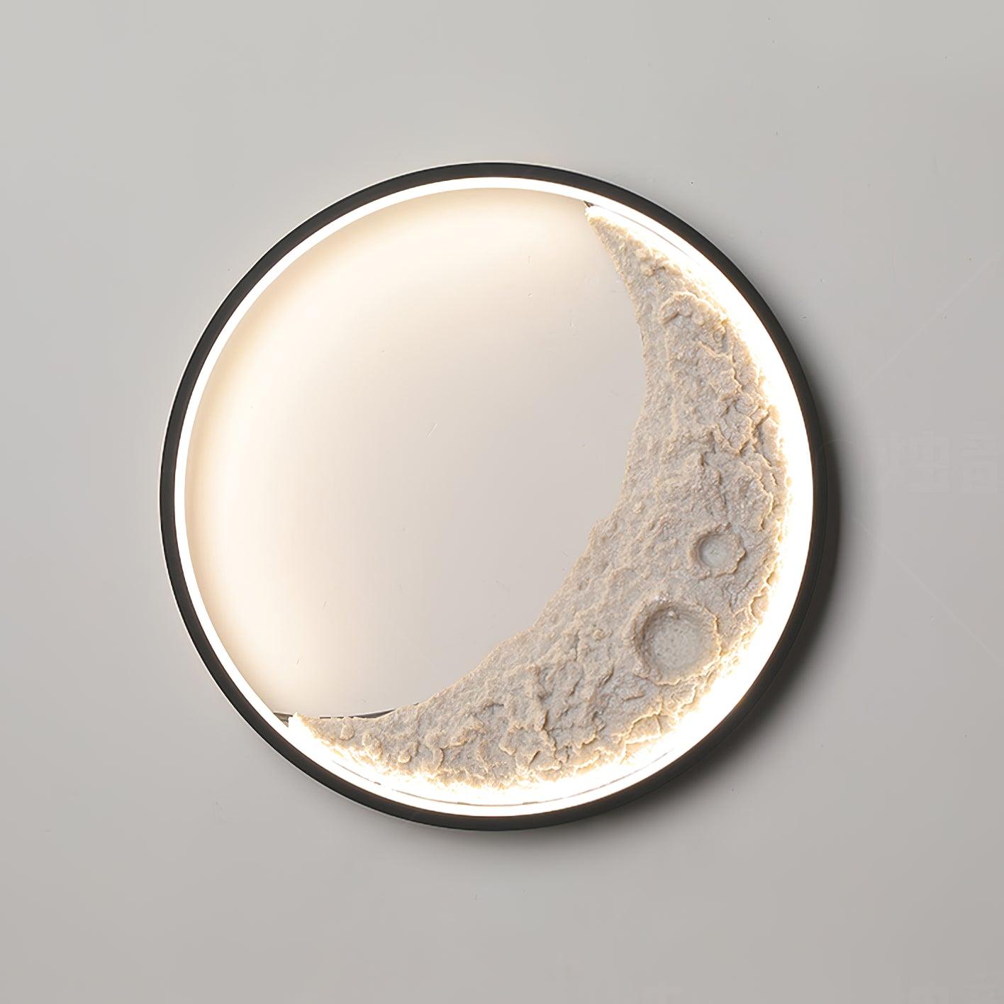 Moon Wall Lamp ∅ 15.7″ x H 15.7″ / Dia 40cm x H 40cm / Black + White / Warm Light Wall lamp