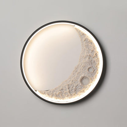 Moon Wall Lamp ∅ 15.7″ x H 15.7″ / Dia 40cm x H 40cm / Black + White / Warm Light Wall lamp