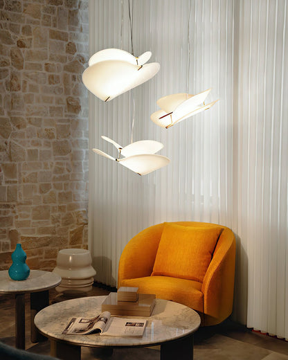 Moth Pendant Lamp ∅ 18.9″ x H 13.8″ / Dia 48cm x H 35cm / Gold & White Pendant light