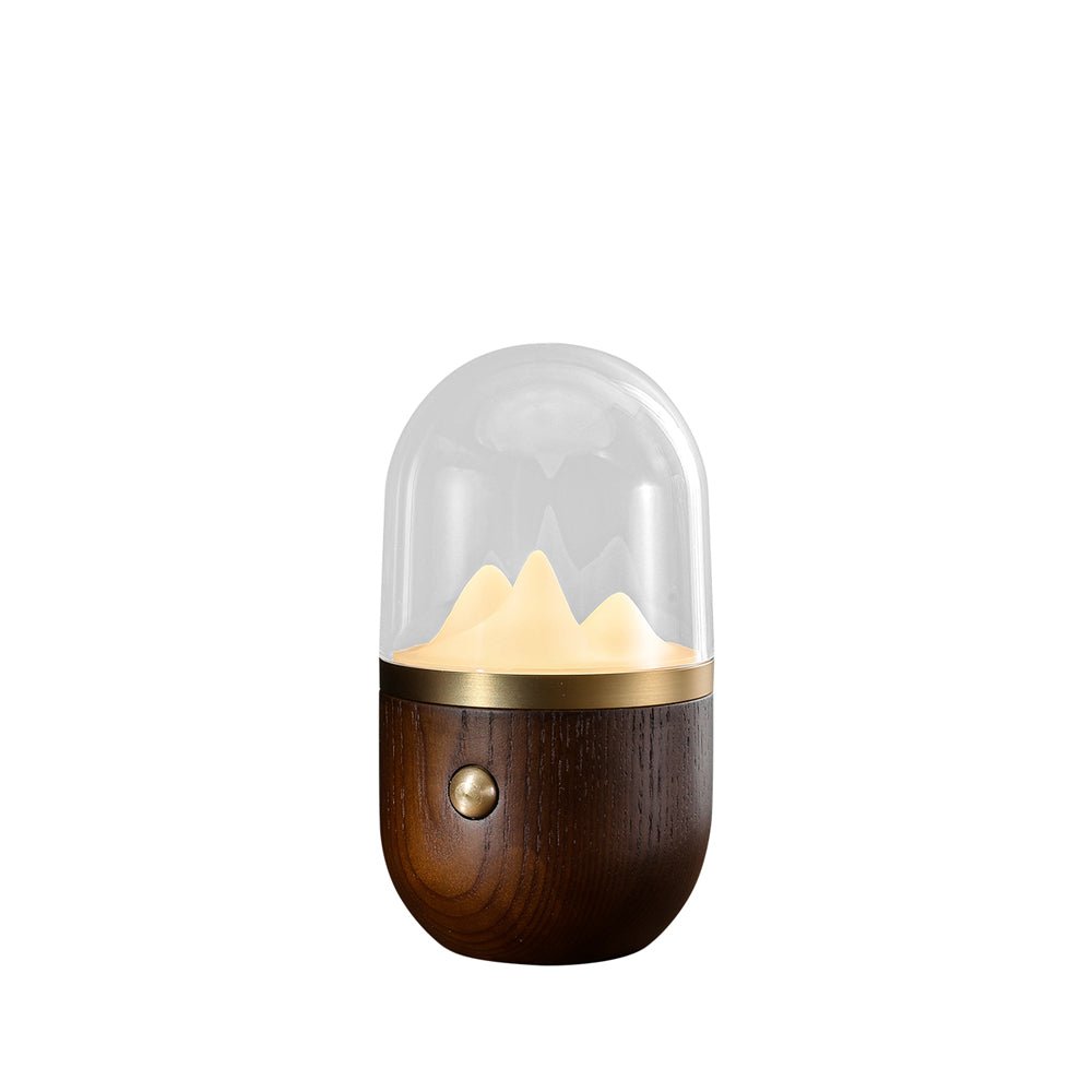 Mountain Peak Night Table Lamp ∅ 3.9″ x H 7.8″ / Walnut Color Table lamp