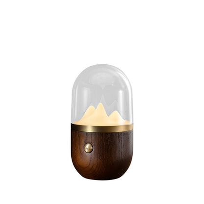 Mountain Peak Night Table Lamp ∅ 3.9″ x H 7.8″ / Walnut Color Table lamp