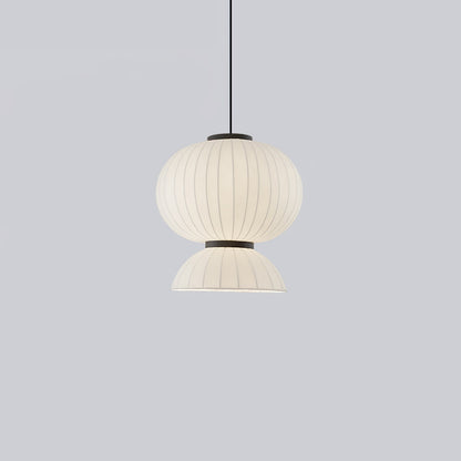 Mulberry Silk Lantern Pendant Light ∅ 23.6″ x H 24″ / Dia 60cm x H 61cm / White & Black Pendant light