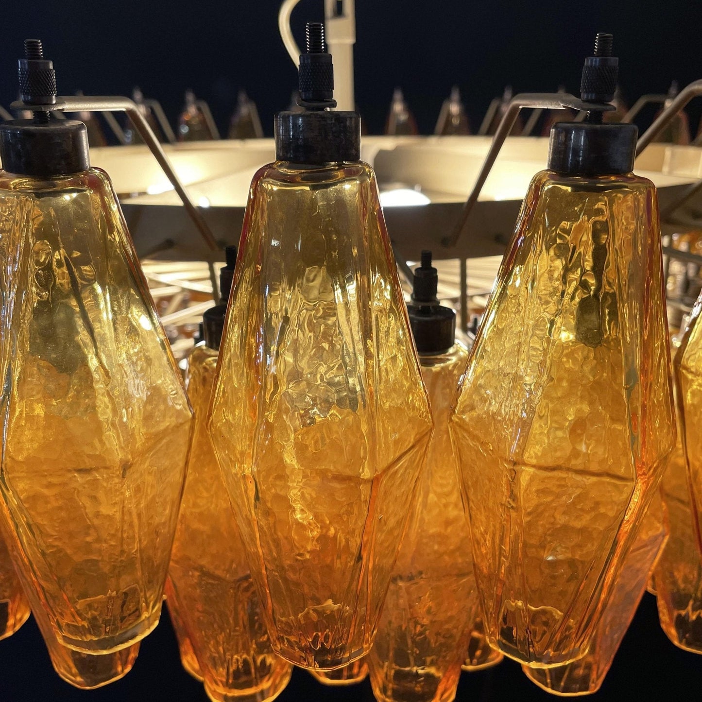 Murano Rhombus Amber Glass Chandelier ∅ 35.4″ x H 17.7″ / Amber & Gold Chandelier