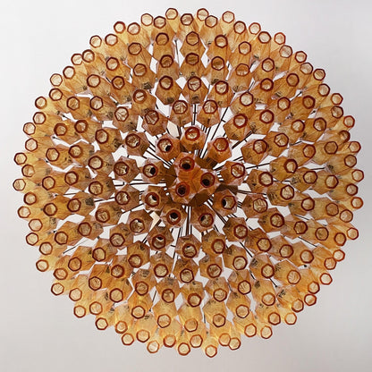 Murano Rhombus Amber Glass Chandelier ∅ 35.4″ x H 17.7″ / Amber & Gold Chandelier