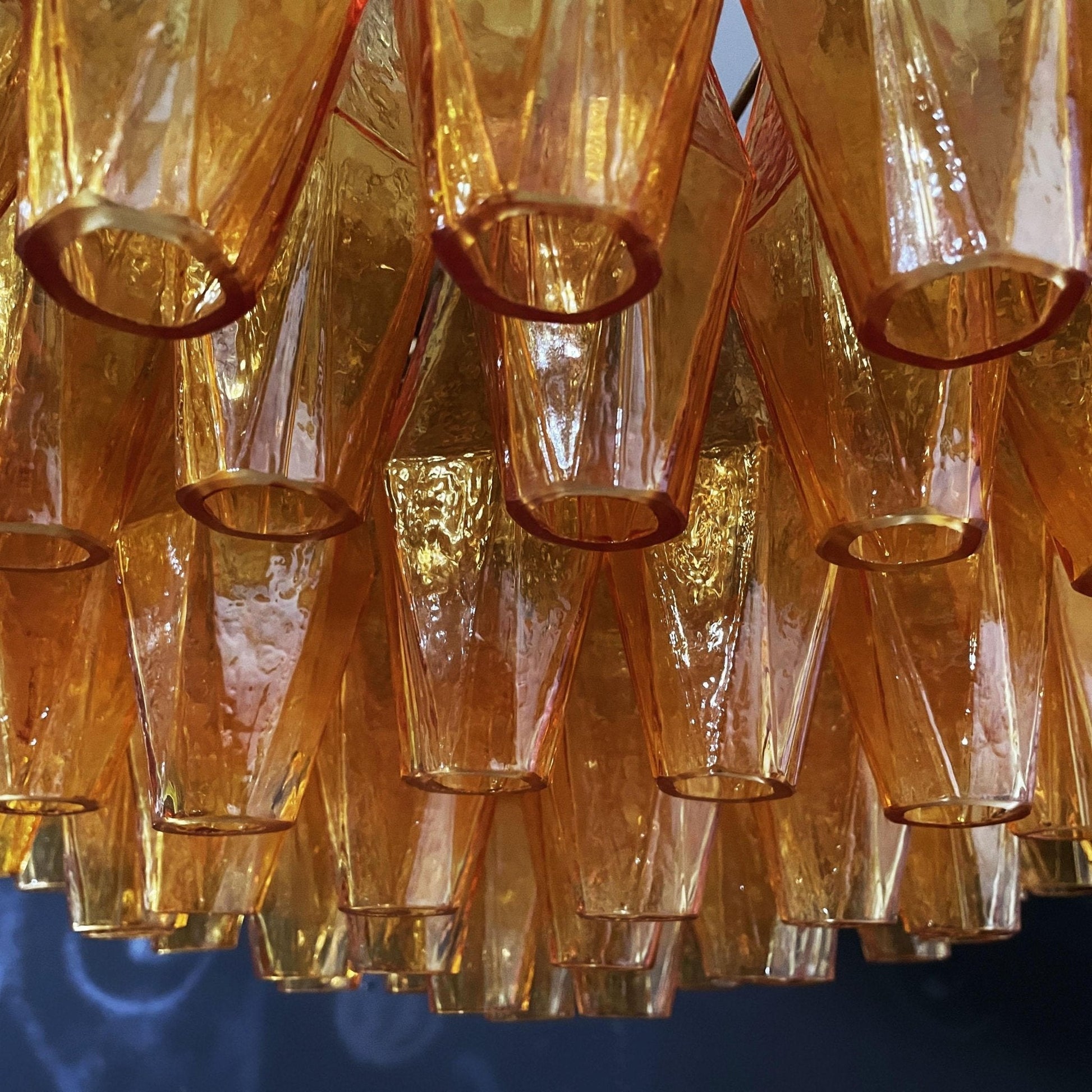Murano Rhombus Amber Glass Chandelier ∅ 35.4″ x H 17.7″ / Amber & Gold Chandelier