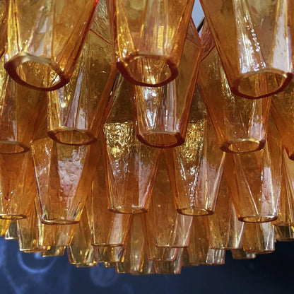 Murano Rhombus Amber Glass Chandelier ∅ 35.4″ x H 17.7″ / Amber & Gold Chandelier