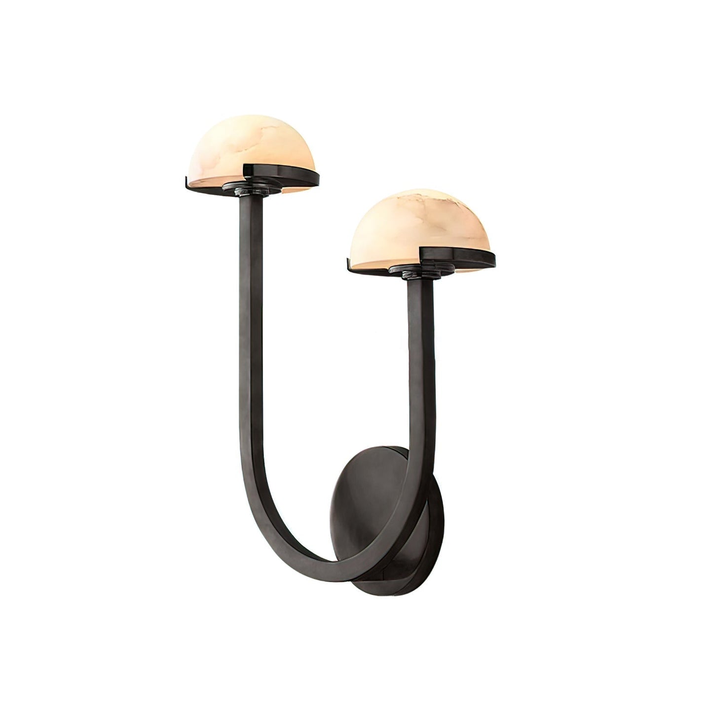 Mushroom Alabaster Wall Lamp Left: ∅ 12.2″ x H 14.9″ / Black / Warm Light Wall lamp