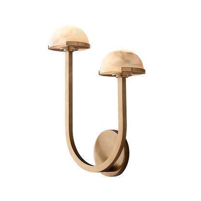 Mushroom Alabaster Wall Lamp Left: ∅ 12.2″ x H 14.9″ / Brass / Warm Light Wall lamp