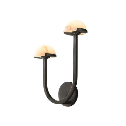 Mushroom Alabaster Wall Lamp Right: ∅ 12.2″ x H 14.9″ / Black / Warm Light Wall lamp