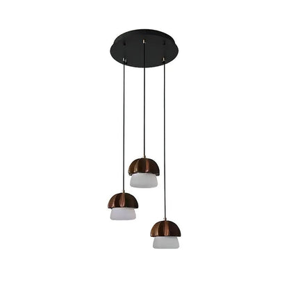 Mushroom Cluster Chandelier 3 Heads: ∅ 13’’ x H 37.4’’ / Walnut Color / Warm Light Chandelier
