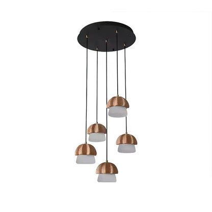 Mushroom Cluster Chandelier 5 Heads: ∅ 15.7’’ x H37.4’’ / Wood Color / Warm Light Chandelier