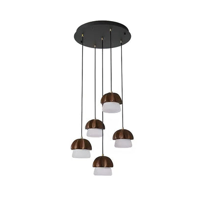 Mushroom Cluster Chandelier 5 Heads: ∅ 15.7’’ x H37.4’’ / Walnut Color / Warm Light Chandelier