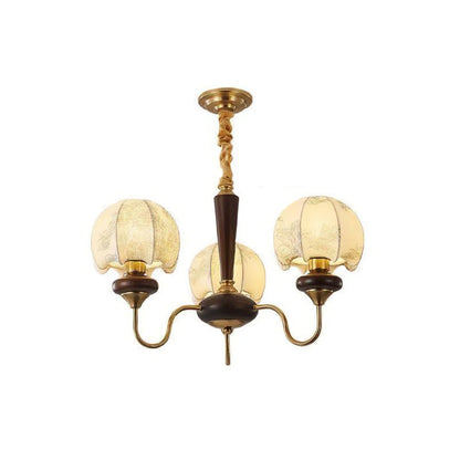 Mushroom Fabric Chandelier 3 Heads ∅ 25.6″ x H 17.7″ / Dia 65cm x H 45cm / Gold & White Chandelier