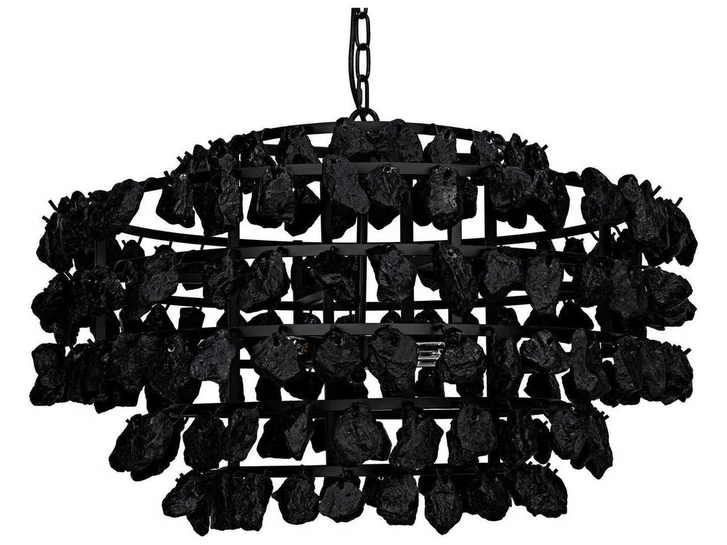 Noir 4-Light Vulcan Chandelier with Matte Black Glass and Steel