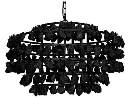 Noir 4-Light Vulcan Chandelier with Matte Black Glass and Steel