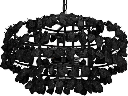 Noir 4-Light Vulcan Chandelier with Matte Black Glass and Steel
