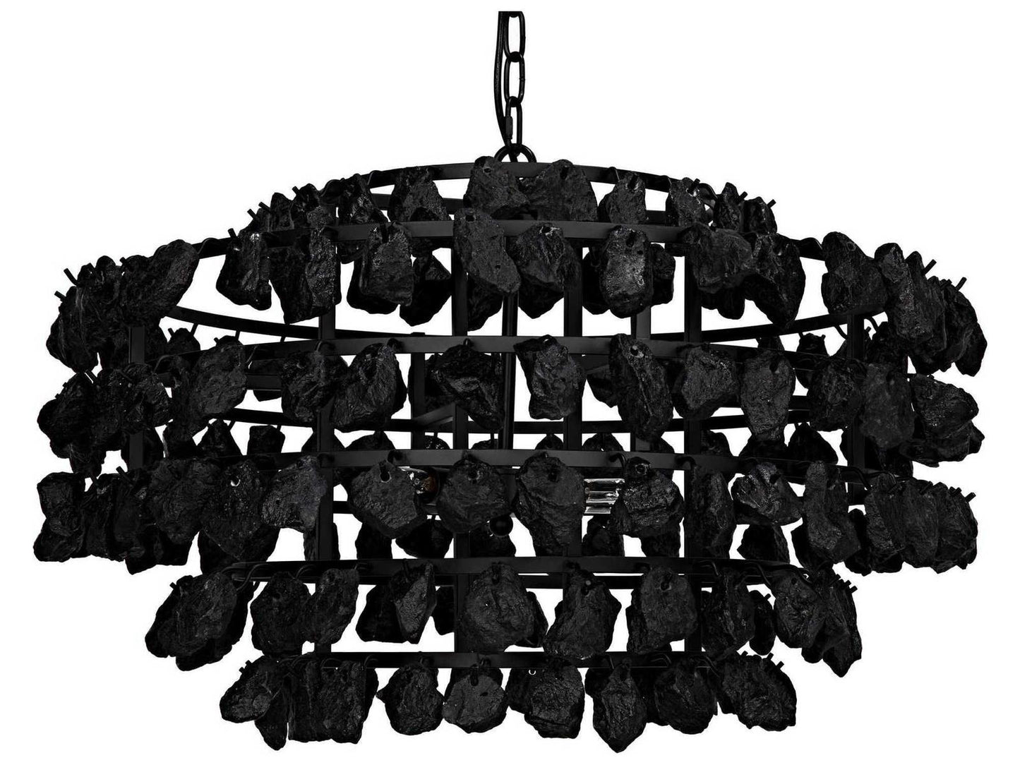 Noir 4-Light Vulcan Chandelier with Matte Black Glass and Steel