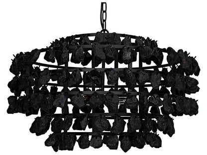 Noir 4-Light Vulcan Chandelier with Matte Black Glass and Steel