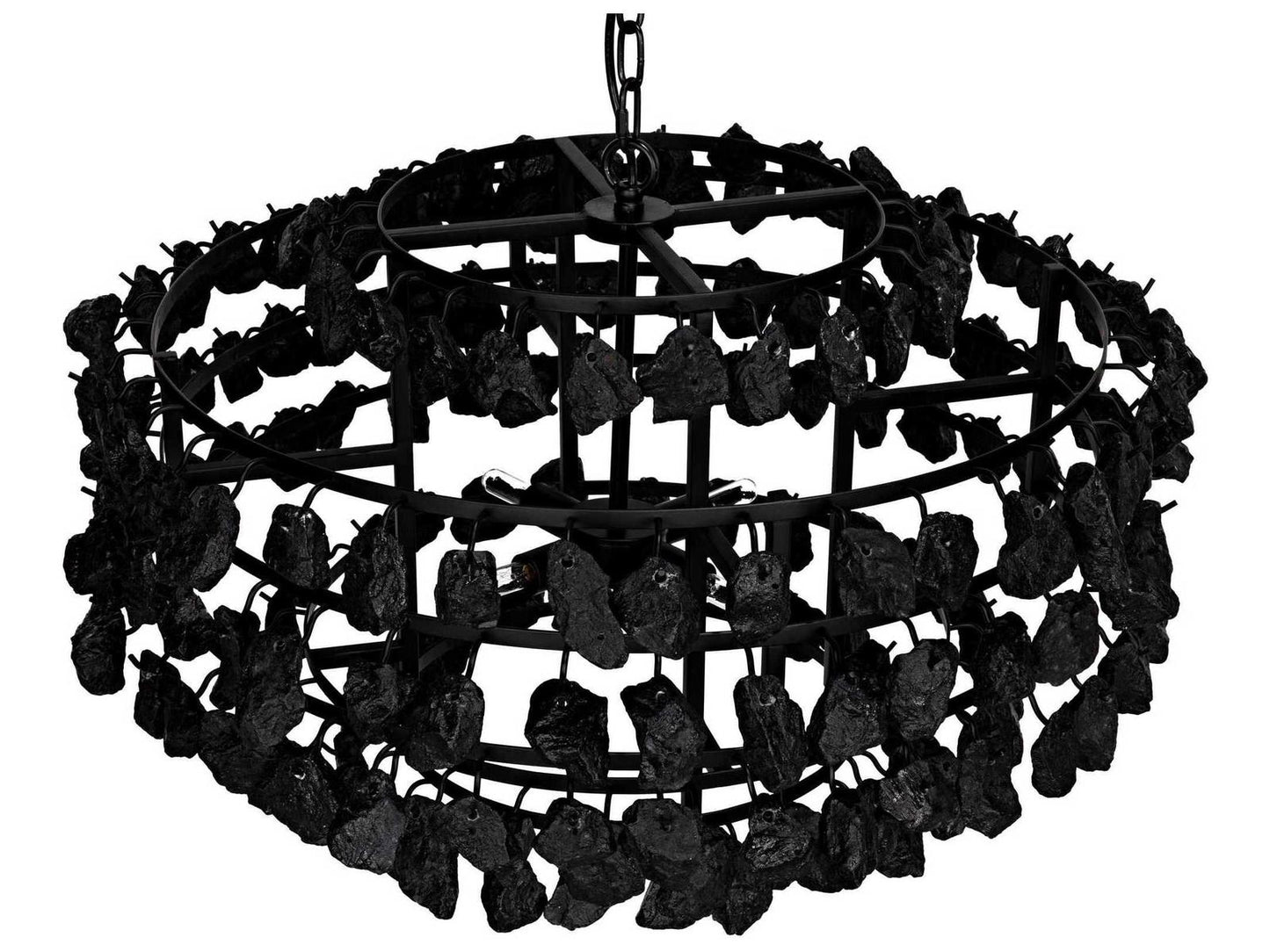 Noir 4-Light Vulcan Chandelier with Matte Black Glass and Steel