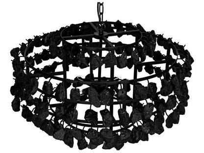 Noir 4-Light Vulcan Chandelier with Matte Black Glass and Steel