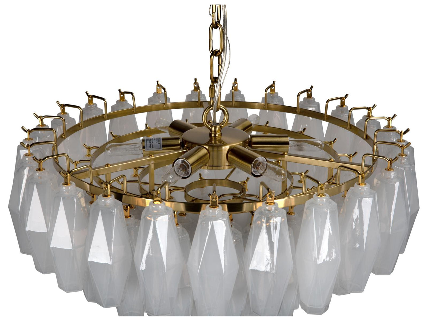 Noir Ludmilla 6-Light Tiered Chandelier in Antique Brass and Milk Glass