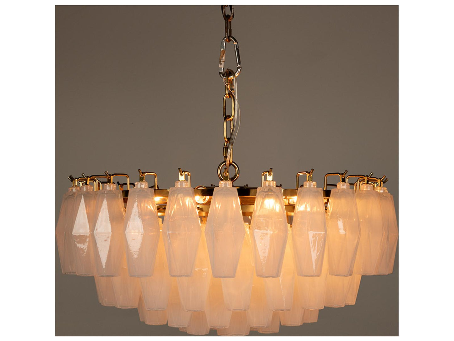 Noir Ludmilla 6-Light Tiered Chandelier in Antique Brass and Milk Glass