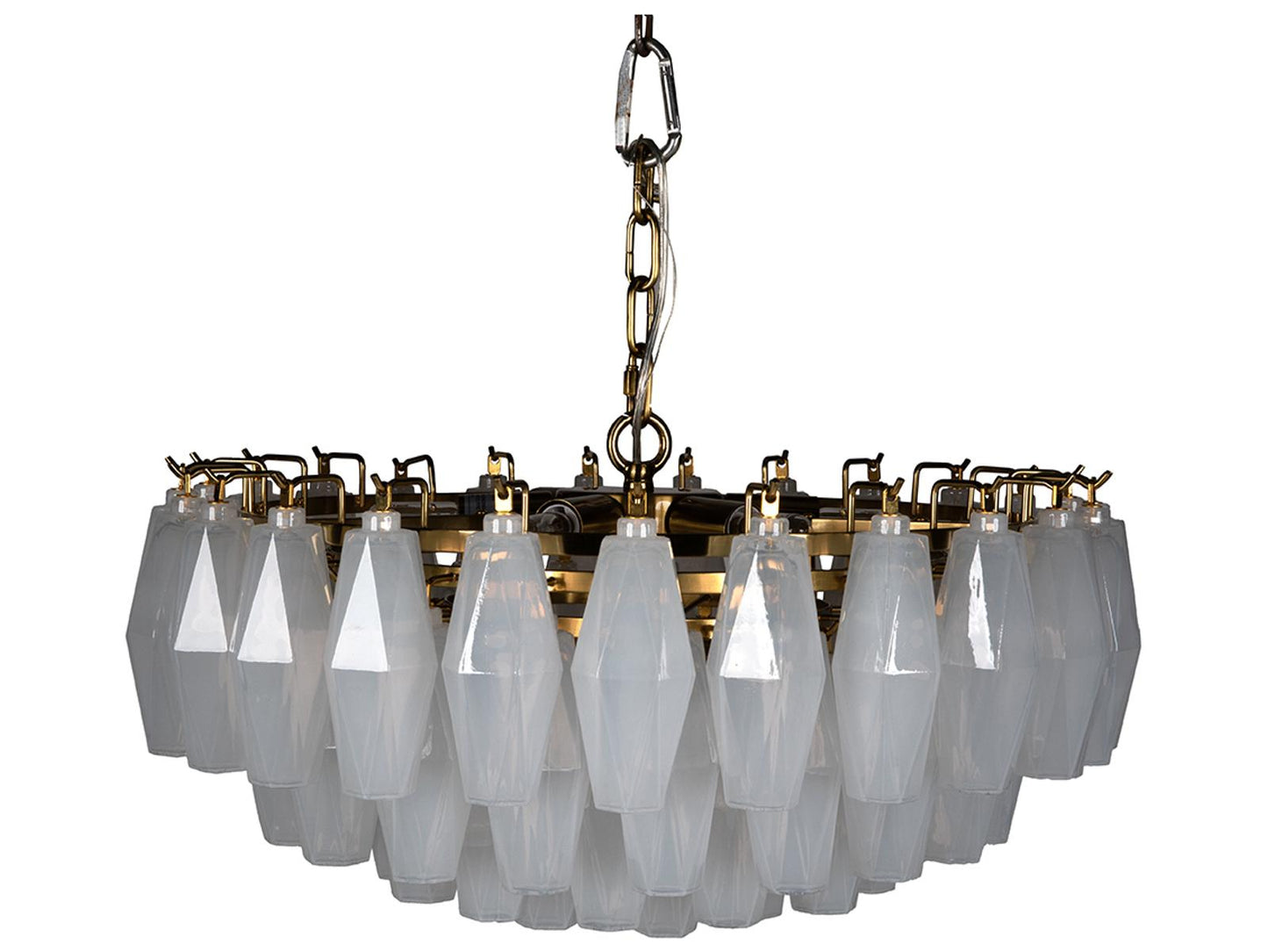 Noir Ludmilla 6-Light Tiered Chandelier in Antique Brass and Milk Glass