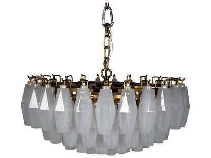 Noir Ludmilla 6-Light Tiered Chandelier in Antique Brass and Milk Glass