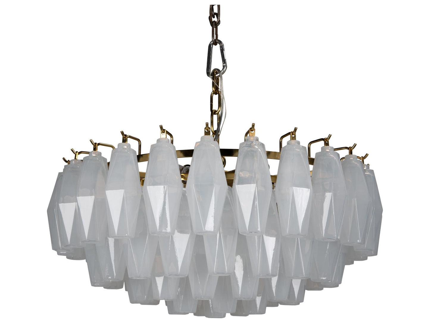 Noir Ludmilla 6-Light Tiered Chandelier in Antique Brass and Milk Glass