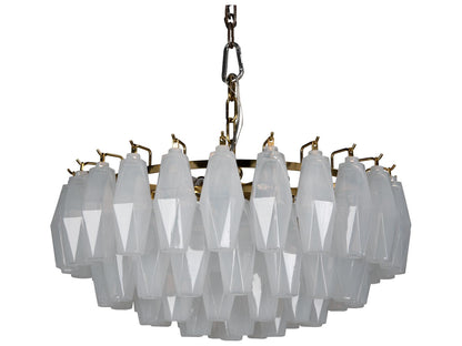 Noir Ludmilla 6-Light Tiered Chandelier in Antique Brass and Milk Glass