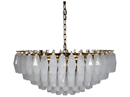 Noir Ludmilla 9-Light Tiered Chandelier in Antique Brass with White Glass