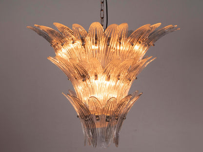 Noir Emperor 12-Light Antique Silver Chandelier with Textured Glass
